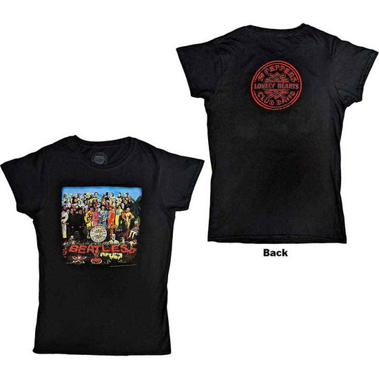 The Beatles Ladies T-Shirt: Vintage Sgt Pepper (Back Print) - The Beatles - Gadżety - Apple Corps - Apparel - 5055295317000 - 13 lutego 2013