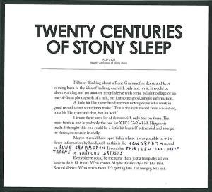 Cover for 20 Centuries Of Stony Sleep (CD) (2010)