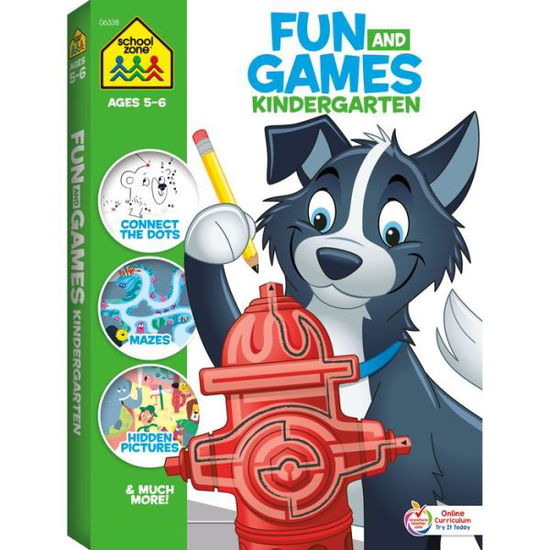 School Zone - Fun and Games Kindergarten Activity Workbook - 320 Pages, Ages 5 to 6, Mazes, Dot-to-Dots, Learn to Draw, Cut-and-Fold, What's Different, and More - School Zone - Books - School Zone - 9781681473000 - November 26, 2018