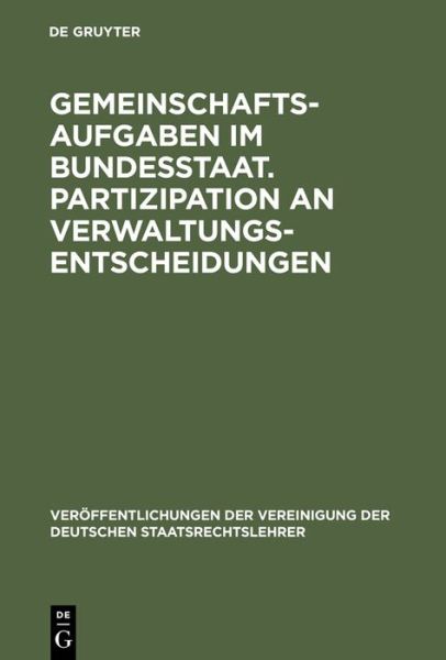 Cover for Jochen a Frowein · Gemeinschaftsaufgaben im Bundesstaat. P (Book) (1973)