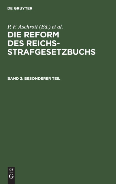 Cover for P. F. Aschrott · Besonderer Teil (N/A) (1910)