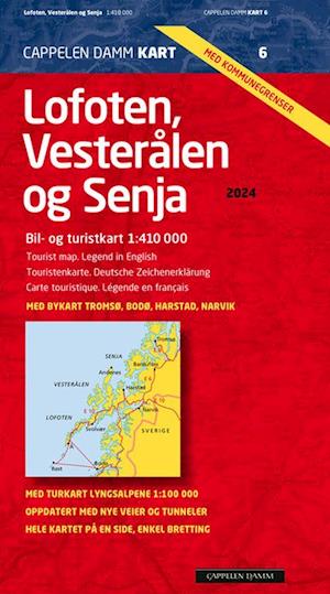 Cover for Cappelen Damm · CK: Lofoten, Vesterålen og Senja : bil- og turistkart = tourist map = Touristenkarte = carte touristique (Hardcover Book) (2024)