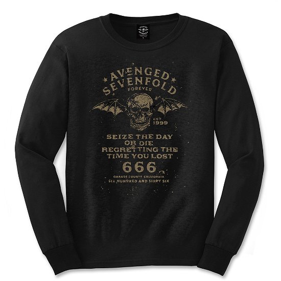 Avenged Sevenfold Unisex Long Sleeve T-Shirt: Seize the Day - Avenged Sevenfold - Merchandise - Unlicensed - 5055979951001 - 