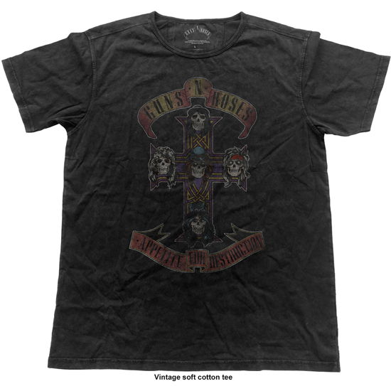 Guns N' Roses Unisex Fashion Tee: Appetite Cross (Vintage Finish) - Guns N' Roses - Marchandise -  - 5055979993001 - 