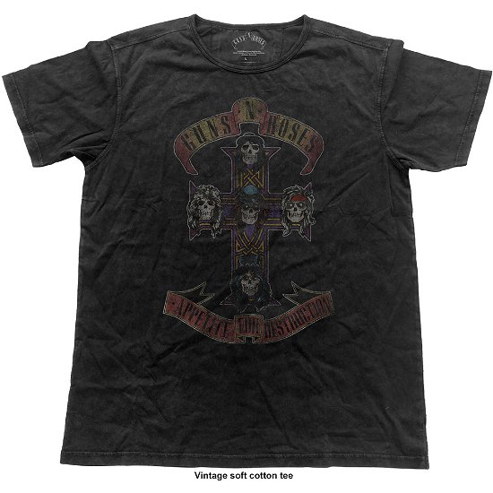 Guns N' Roses Unisex Fashion Tee: Appetite Cross (Vintage Finish) - Guns N' Roses - Merchandise -  - 5055979993001 - 