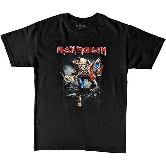 Iron Maiden Kids T-Shirt: Trooper (Black) (11-12 Years) - Iron Maiden - Produtos - - 5056368640001 - 23 de julho de 2024