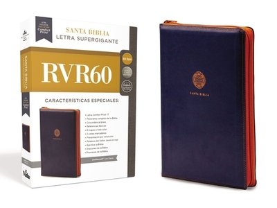 Cover for RVR 1960- Reina Valera 1960 · Biblia Reina Valera 1960 Letra Supergigante, Leathersoft, con Cierre, Azul / Spanish Bible RVR60 Super Giant Print, Leathersoft with Zipper, Blue (Skinnbok) (2020)