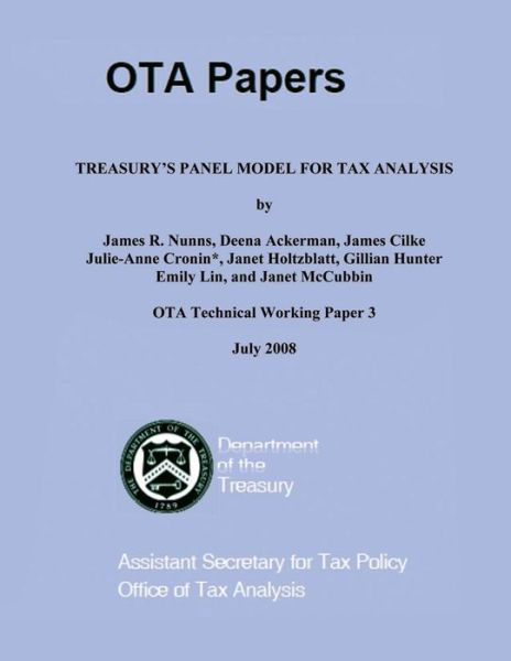 Cover for U S Department of the Treasury · Treasury's Panel Model for Tax Analysis (Taschenbuch) (2015)