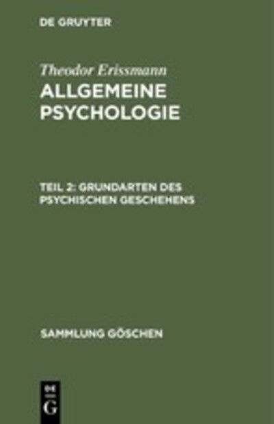 Cover for Theodor Erismann · Grundarten des Psychischen Geschehens (Book) (1959)