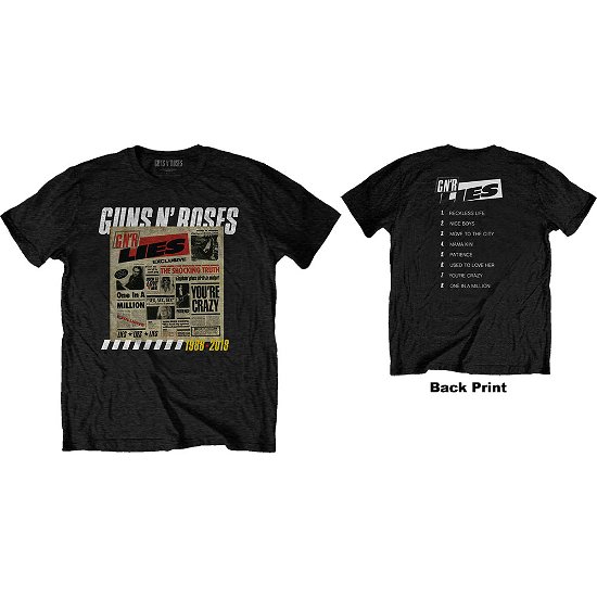 Guns N' Roses Unisex T-Shirt: Lies Track List (Back Print) - Guns N Roses - Marchandise -  - 5056170671002 - 
