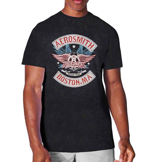 Aerosmith Unisex T-Shirt: Boston Pride (Wash Collection) - Aerosmith - Gadżety -  - 5056368643002 - 