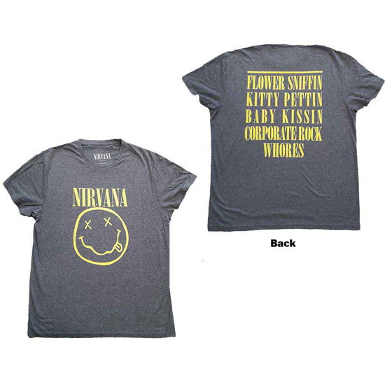 Nirvana Unisex T-Shirt: Yellow Happy Face (Back Print) - Nirvana - Produtos -  - 5056561028002 - 