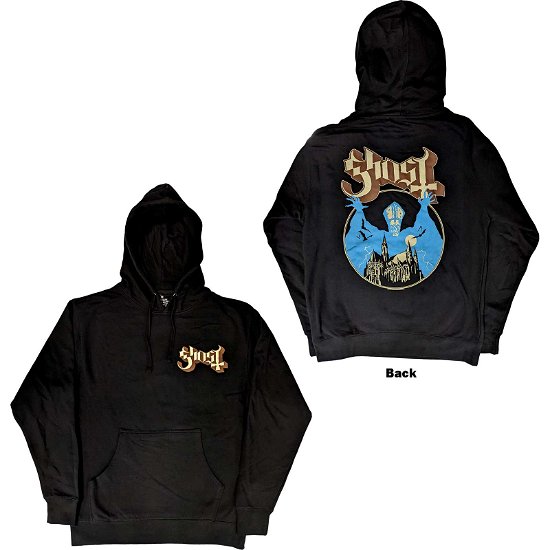 Ghost Unisex Pullover Hoodie: Pocket Logo & Opus (Back Print) - Ghost - Merchandise -  - 5056561060002 - 