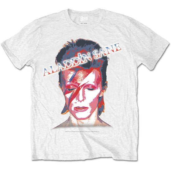 Cover for David Bowie · David Bowie Unisex T-Shirt: Aladdin Sane (T-shirt) [size S] [White - Unisex edition] (2016)