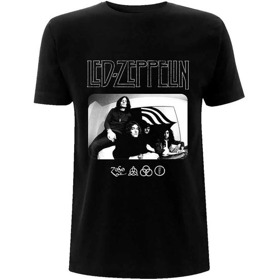 Cover for Led Zeppelin · Led Zeppelin Unisex T-Shirt: Icon Logo Photo (Black) (T-shirt) [size XL] [Black - Unisex edition] (2021)