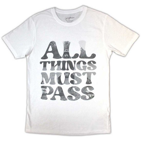 George Harrison Unisex T-Shirt: All Things Must Pass Text Infill - George Harrison - Gadżety -  - 5056737255003 - 