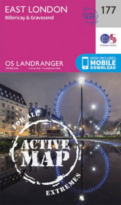 Cover for Ordnance Survey · East London, Billericay &amp; Gravesend - OS Landranger Active Map (Landkart) [February 2016 edition] (2016)