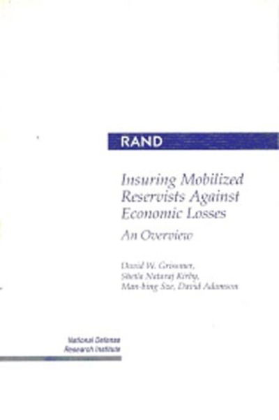 Cover for David W. Grissmer · Insuring Mobilized Reservists against Economic Losses: An Overview (Paperback Book) (1996)