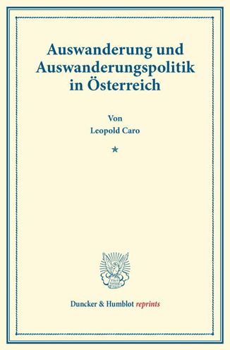 Cover for Caro · Auswanderung und Auswanderungspoli (Book) (2014)