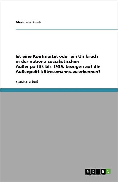 Cover for Stock · Ist eine Kontinuität oder ein Umb (Book) [German edition] (2007)