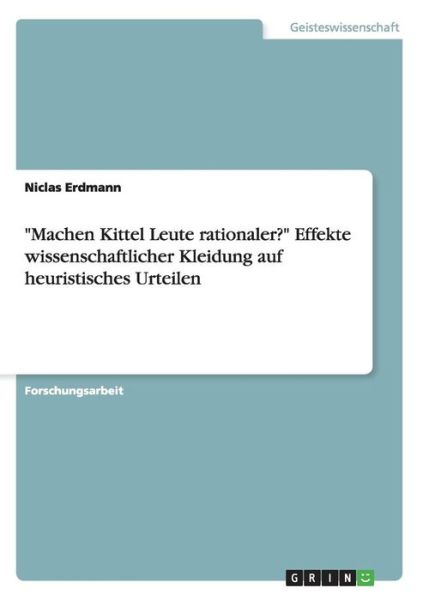 Cover for Erdmann · &quot;Machen Kittel Leute rationaler (Book)