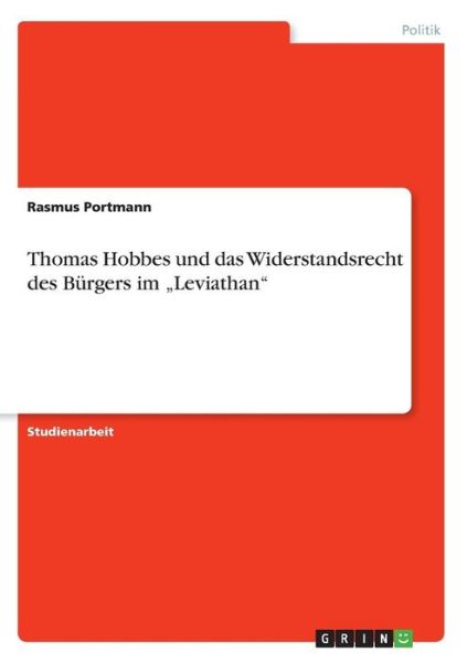 Cover for Portmann · Thomas Hobbes und das Widersta (Book)