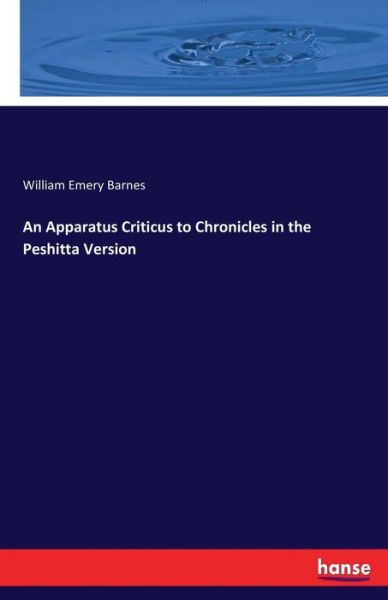 Cover for Barnes · An Apparatus Criticus to Chronic (Buch) (2017)