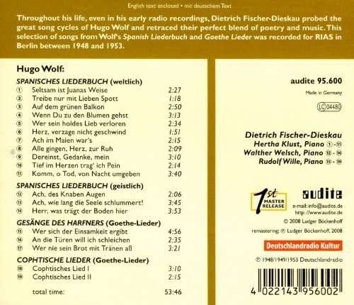 Edition Fischer-dieskau 2 - Wolf / Fischer-dieskau / Wille - Música - Audite - 0422143956004 - 14 de octubre de 2008