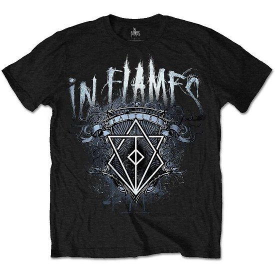 In Flames Unisex T-Shirt: Battles Crest - In Flames - Produtos - Bravado - 5055979989004 - 
