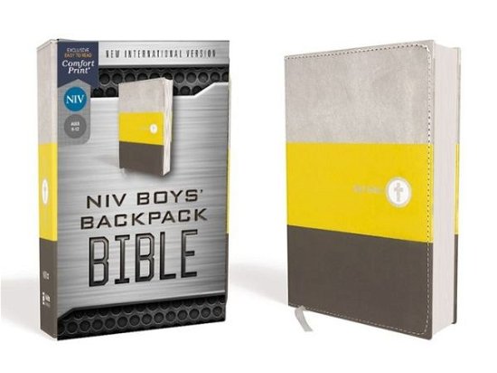 Cover for Zondervan · NIV, Boys' Backpack Bible, Compact, Leathersoft, Yellow / Gray, Red Letter Edition, Comfort Print (Bok) (2020)