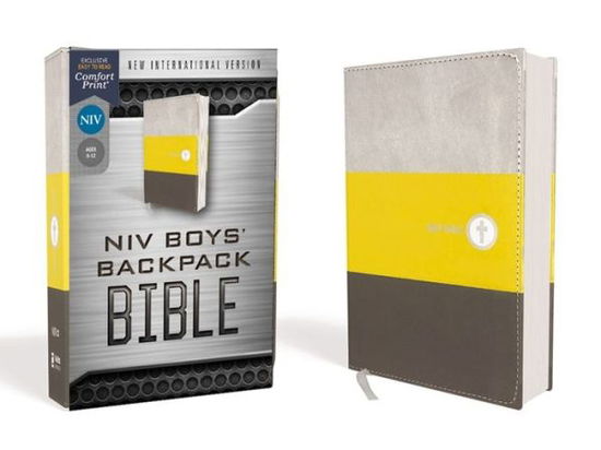 NIV, Boys' Backpack Bible, Compact, Leathersoft, Yellow / Gray, Red Letter Edition, Comfort Print - Zondervan - Books - Zonderkidz - 9780310455004 - July 7, 2020