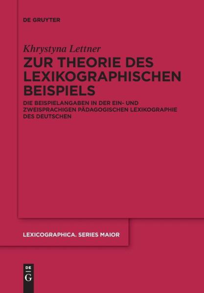 Cover for Khrystyna Lettner · Zur Theorie des lexikographischen Beispiels - Lexicographica. Series Maior (Paperback Book) (2021)