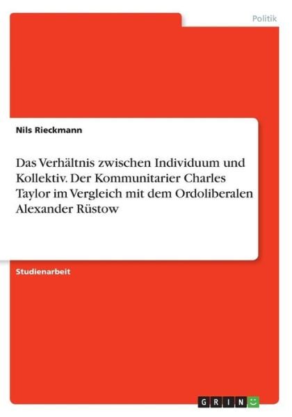 Cover for Rieckmann · Das Verhältnis zwischen Indiv (Bog)
