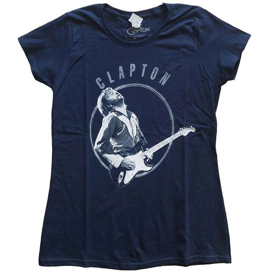 Cover for Eric Clapton · Eric Clapton Ladies T-Shirt: Vintage Photo (Navy Blue) (T-shirt)