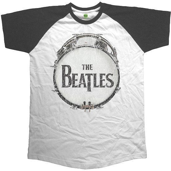 The Beatles Unisex Raglan T-Shirt: Original Vintage Drum - The Beatles - Fanituote - Apple Corps - Apparel - 5055979979005 - maanantai 12. joulukuuta 2016