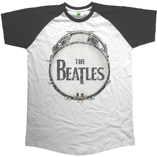 The Beatles Unisex Raglan T-Shirt: Original Vintage Drum - The Beatles - Merchandise - Apple Corps - Apparel - 5055979979005 - 12. december 2016