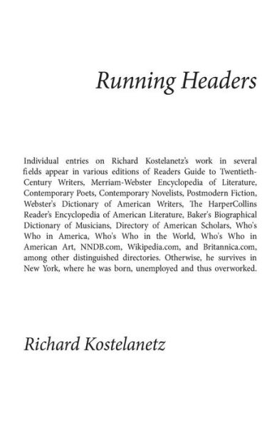 Cover for Richard Kostelanetz · Running Headers (Paperback Book) (2015)