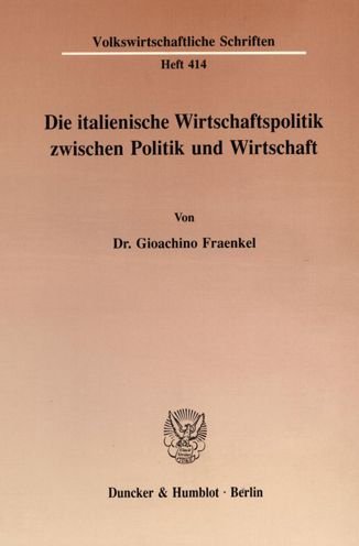 Cover for Fraenkel · Die italienische Wirtschaftspo (Book) (1991)
