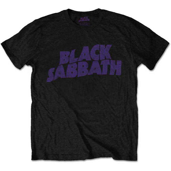 Black Sabbath Unisex T-Shirt: Wavy Logo Vintage - Black Sabbath - Merchandise - Rockoff - 5055295357006 - June 9, 2014