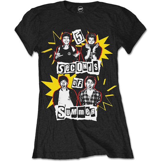 5 Seconds of Summer Ladies T-Shirt: Punk Pop Photo - 5 Seconds of Summer - Merchandise - Bravado - 5055979914006 - 