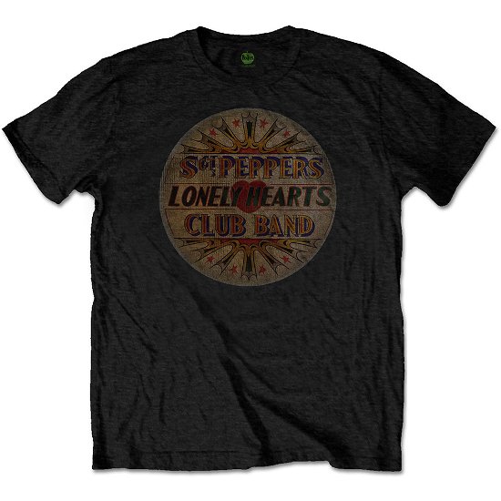 The Beatles Unisex T-Shirt: Vintage Drum Head - The Beatles - Fanituote - Apple Corps - Apparel - 5055979998006 - torstai 9. tammikuuta 2020