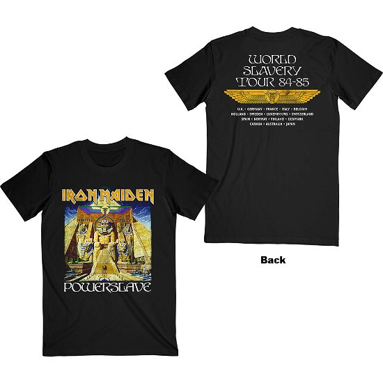 Iron Maiden Unisex T-Shirt: Powerslave World Slavery Tour (Back Print) - Iron Maiden - Fanituote -  - 5056368674006 - 