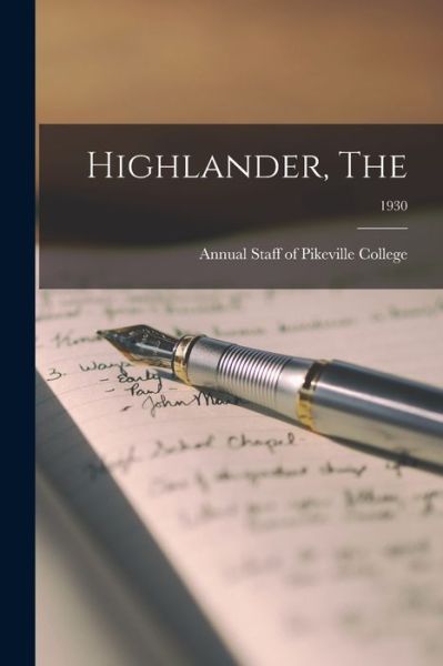 Cover for Annual Staff of Pikeville College 192 · Highlander, The; 1930 (Paperback Book) (2021)