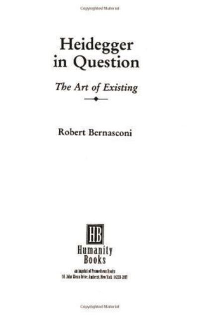 Cover for Robert Bernasconi · Heidegger in Question (Paperback Book)
