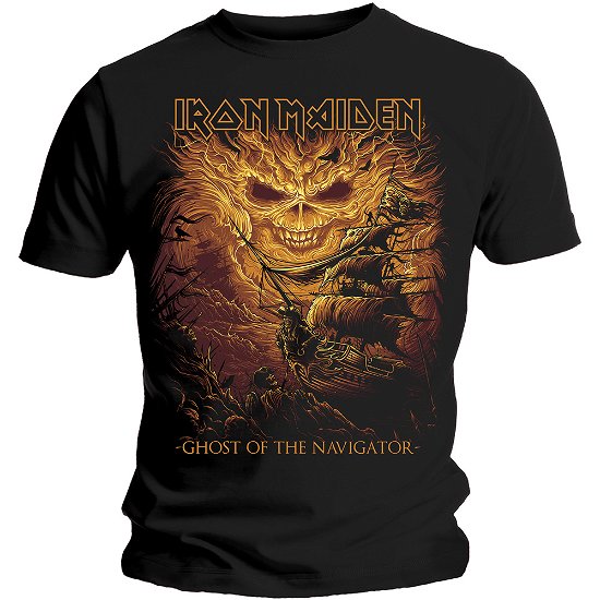 Iron Maiden Unisex T-Shirt: Ghost of the Navigator - Iron Maiden - Produtos - Global - Apparel - 5055979962007 - 13 de janeiro de 2015