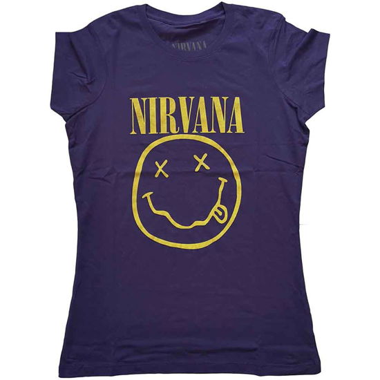 Nirvana Ladies T-Shirt: Yellow Happy Face - Nirvana - Produtos -  - 5056368677007 - 