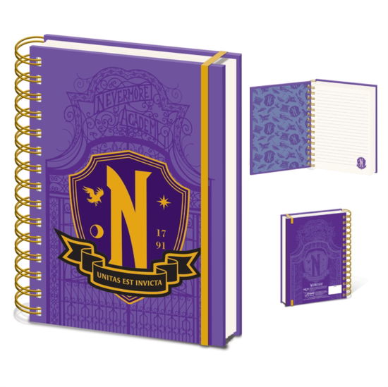 Wednesday (Nevermore Shield) A5 Wiro Notebook - - Books - PYRAMID INTERNATIONAL - 5056480393007 - October 26, 2023