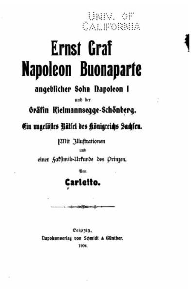 Cover for Carletto · Ernst Graf Napoleon Buonaparte (Paperback Book) (2016)