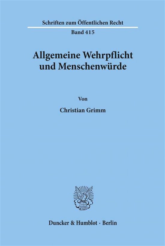 Cover for Grimm · Allgemeine Wehrpflicht und Mensch (Book) (1982)