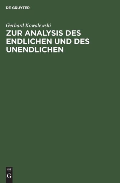 Cover for Kowalewski · Zur Analysis des Endlichen u (Bok) (1950)